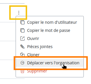 Déplacer un mot de passe