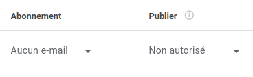 Paramètres Abonnement / Publier